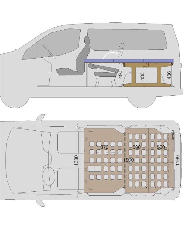 Estructura cama y colchón NV200-Evaliar